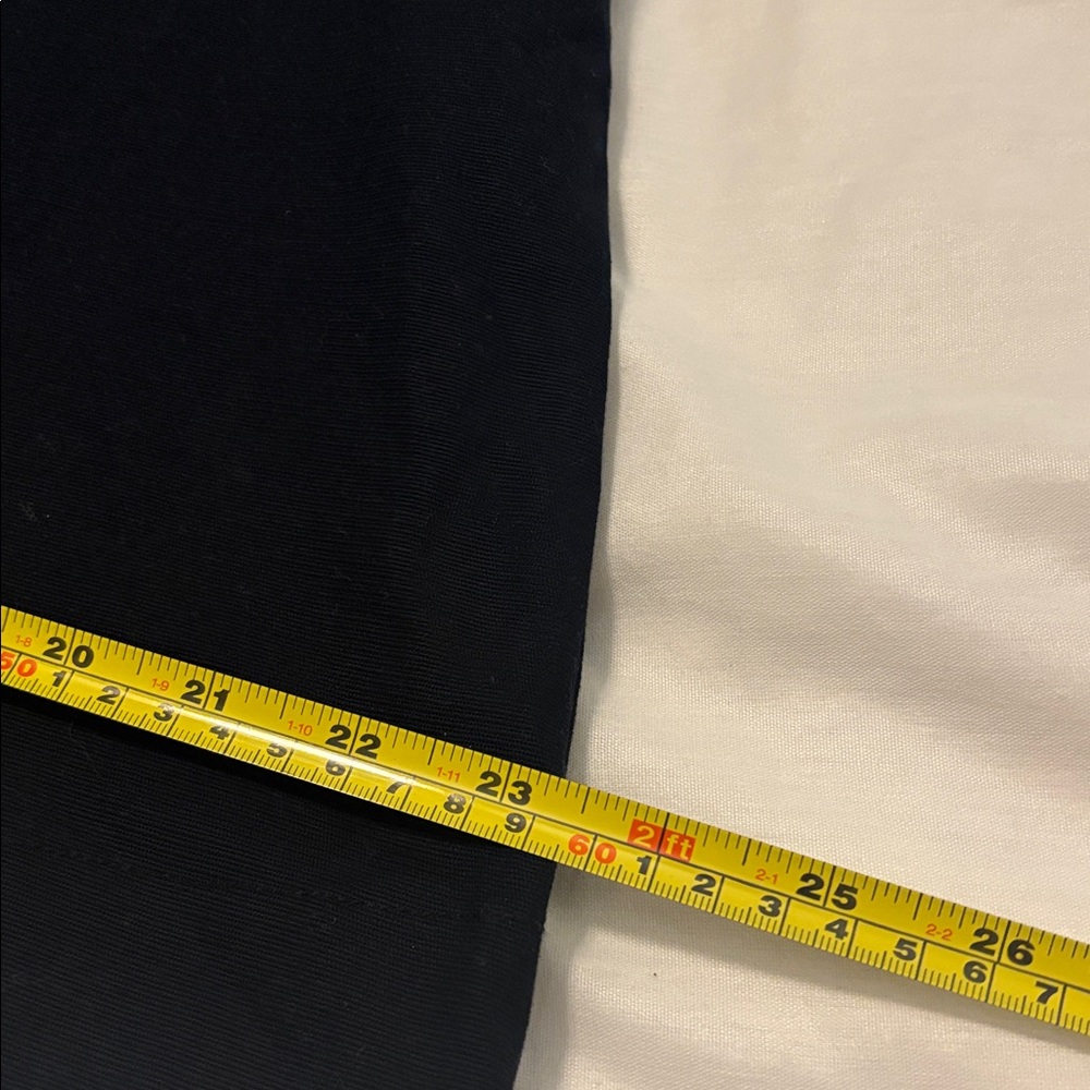 Cue Navy Mini shift Dress SZ 10 cotton stretch belt loop minimalist career wear - Picture 9 of 15